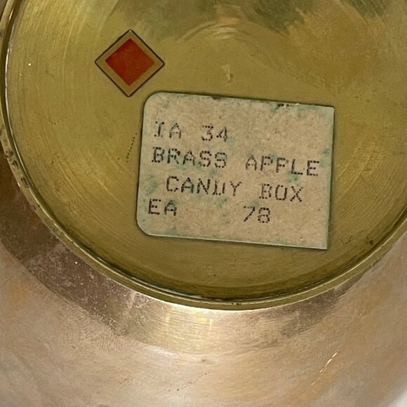 Vintage Brass Apple Container Trinket Box Candy Dish Leaf Handle Lid India 6"x5" - Picture 6 of 11
